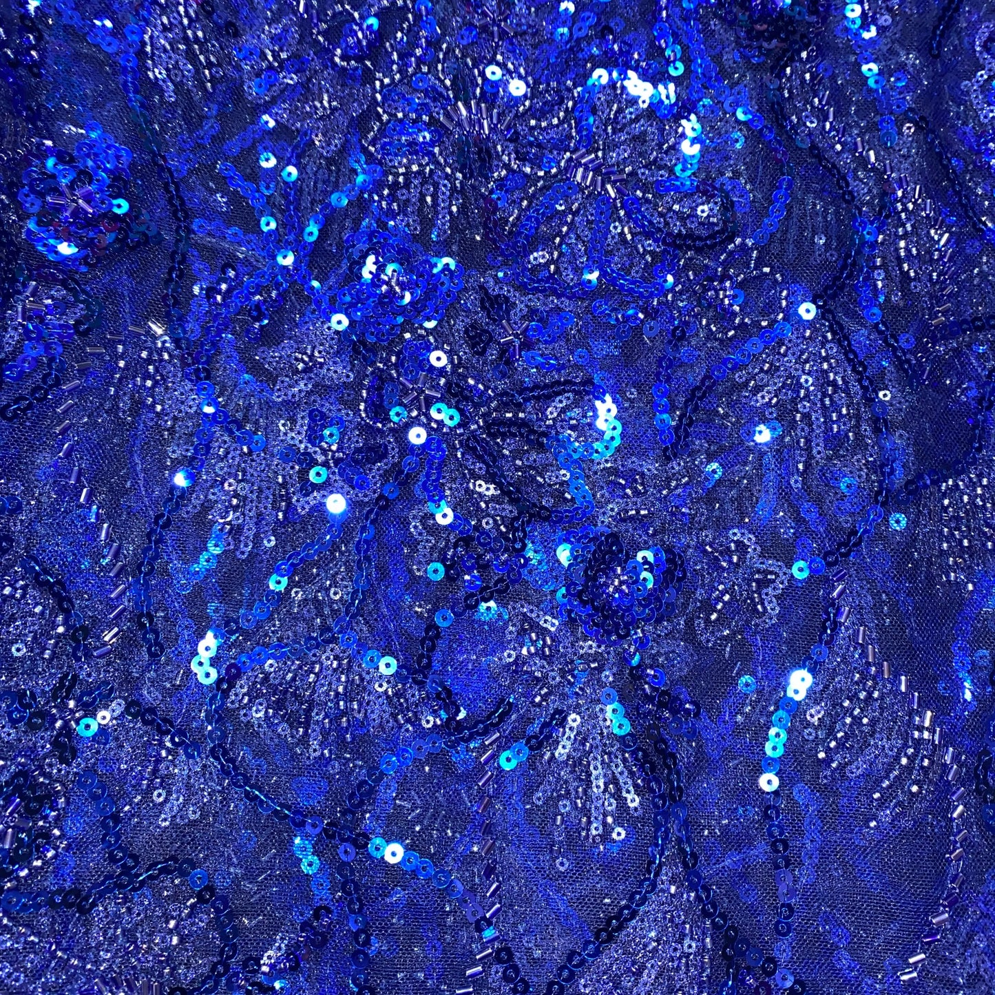 Dentelle Pailleté (Bleu-roi) Feryel Tissus