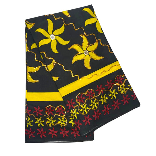 Salouva motif fleur (Noir/Jaune) Ma boutique
