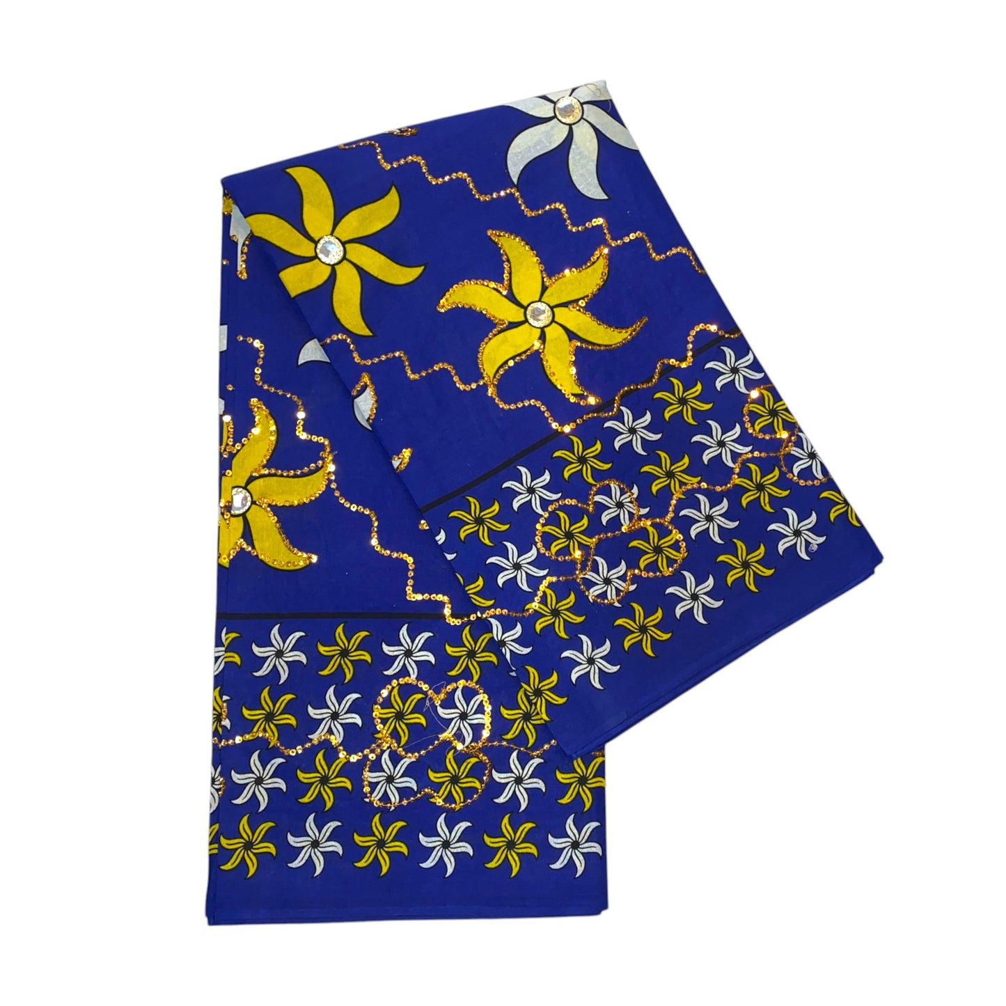 Salouva motif fleur (Bleu/Jaune)