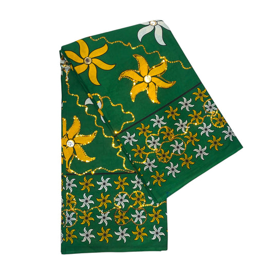 Salouva motif fleur (Vert/Jaune)